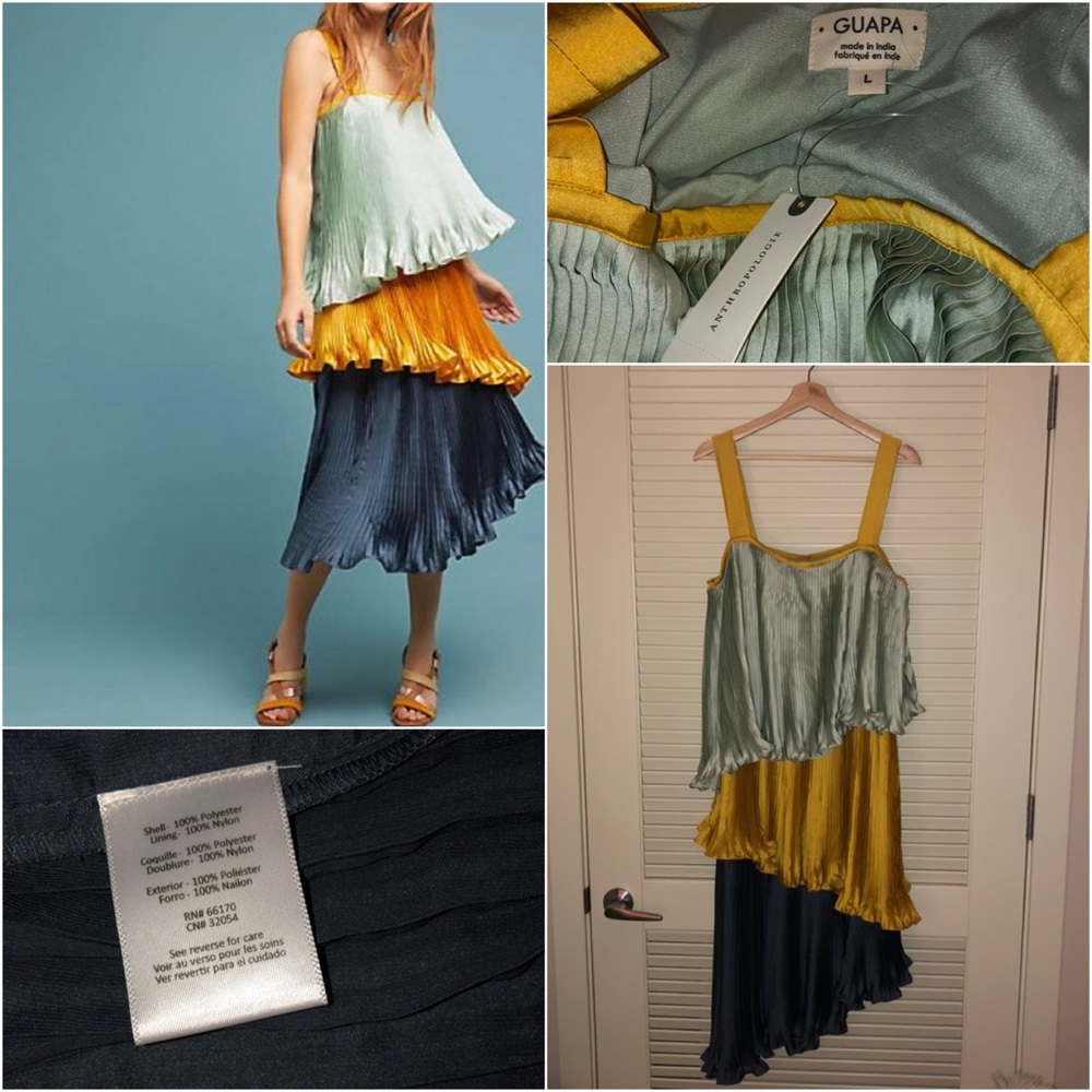 Anthropologie Pleated Color Block Dress by Guapa